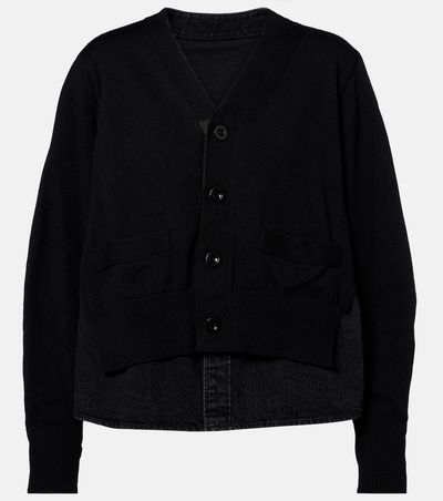 Sacai Sacai Paneled cotton-blend cardigan