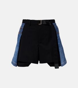 Sacai Sacai Paneled denim shorts