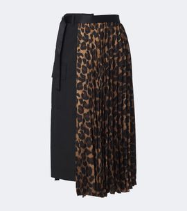 Sacai Sacai Paneled leopard-print midi skirt