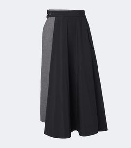 Sacai Sacai Paneled taffeta and wool flannel midi skirt