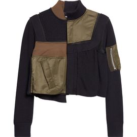 Sacai Sacai Patchwork Mixed Media Crop Jacket