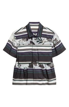Sacai Sacai Pattern Mix Short Sleeve Button-Up Shirt