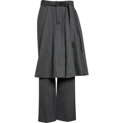 Sacai Sacai Pinstripe Skirt Layered Trousers