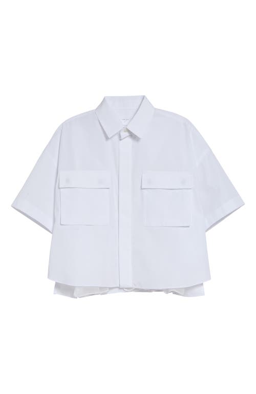 Sacai Sacai Pleat Back Crop Poplin Button-Up Shirt