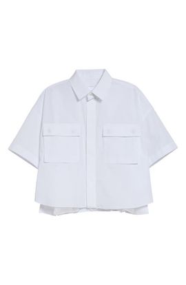 Sacai Sacai Pleat Back Crop Poplin Button-Up Shirt