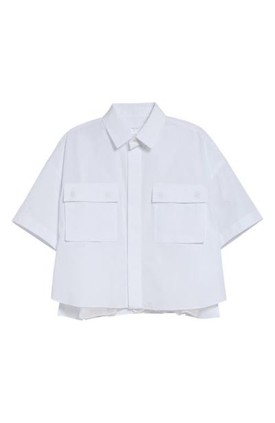 Sacai Sacai Pleat Back Crop Poplin Button-Up Shirt