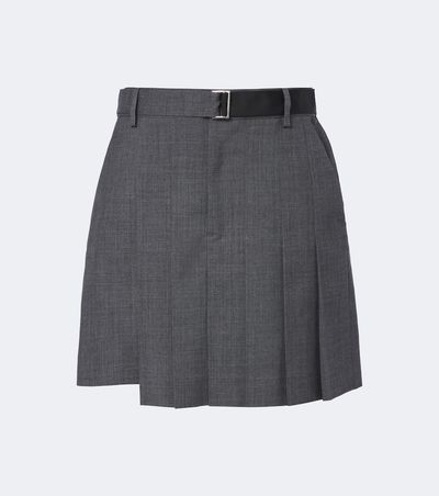 Sacai Sacai Pleated asymmetric wool miniskirt