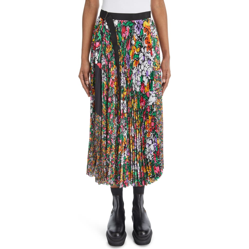 Sacai Sacai Pleated Mixed Floral Print Skirt
