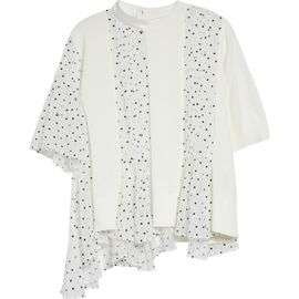 Sacai Sacai Pleated Polka Dot Mixed Media Top
