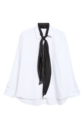 Sacai Sacai Poplin Button-Up Shirt with Satin Tie