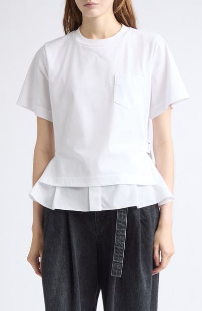 Sacai Sacai Poplin Mixed Cotton Jersey T-Shirt