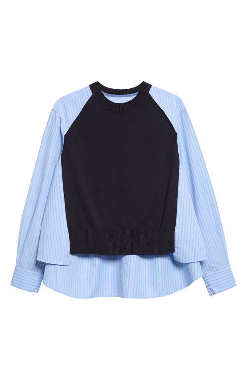 Sacai Sacai Poplin Mixed Media Knit Sweater