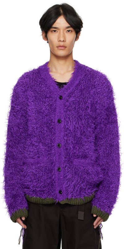 sacai sacai Purple Furry Knit Cardigan