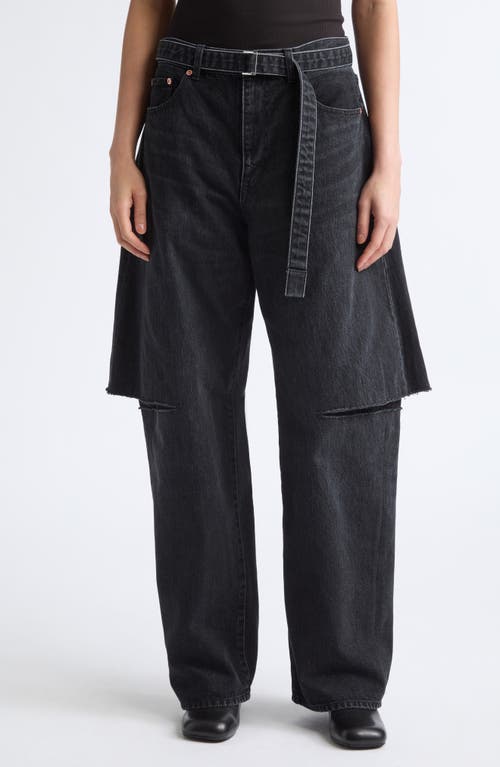 Sacai - Belted Crop Bootcut Jeans in Black at Nordstrom, Size 0