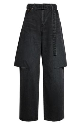 Sacai Sacai Sliced Belted Denim Jeans