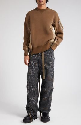 Sacai Sacai Sponge Mixed Media Crewneck Sweatshirt