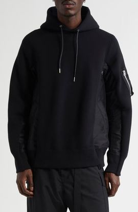 Sacai Sacai Sponge Sweat Mixed Media Hoodie