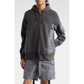Sacai Sacai Sponge Sweat Mixed Media Zip Hoodie