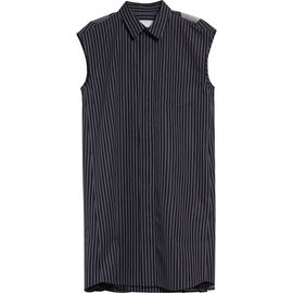 Sacai Sacai Stripe Cap Sleeve Poplin & Chiffon Shirtdress