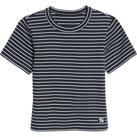 Sacai Sacai Stripe Rib Cotton T-Shirt