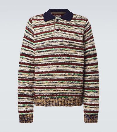 Sacai Sacai Striped cotton-blend polo sweater