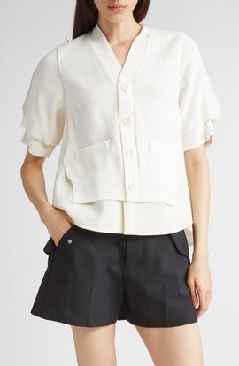 Sacai Sacai Suiting Mixed Media Cardigan