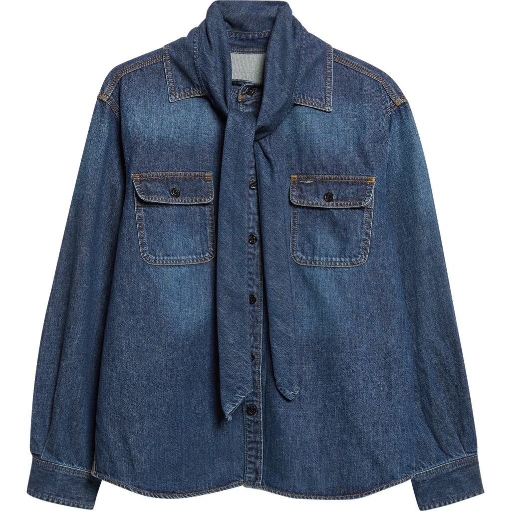 Sacai Sacai Tie Neck Denim Button-Up Shirt