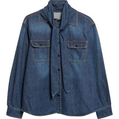Sacai Sacai Tie Neck Denim Button-Up Shirt