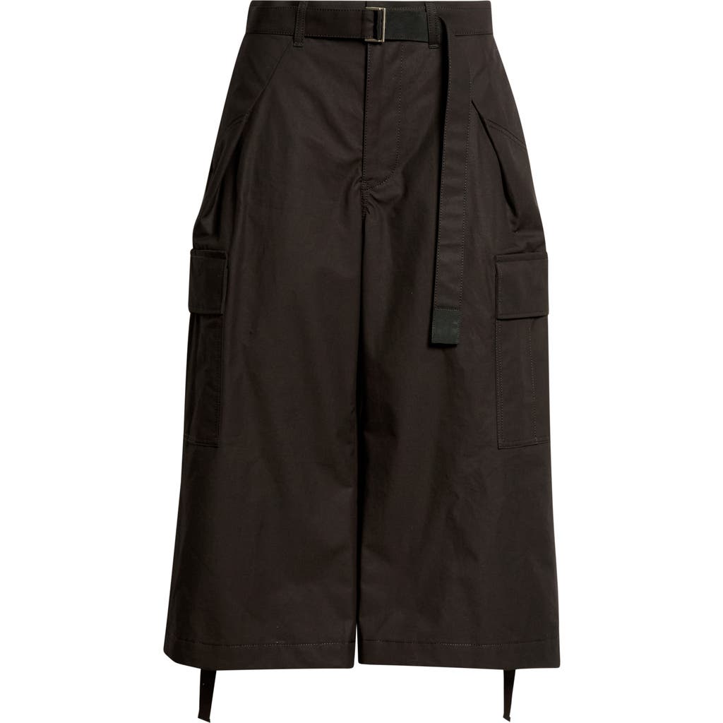 Sacai Sacai Weather Coated Cotton Twill Cargo Wide Leg Crop Pants