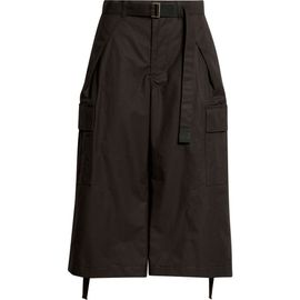 Sacai Sacai Weather Coated Cotton Twill Cargo Wide Leg Crop Pants
