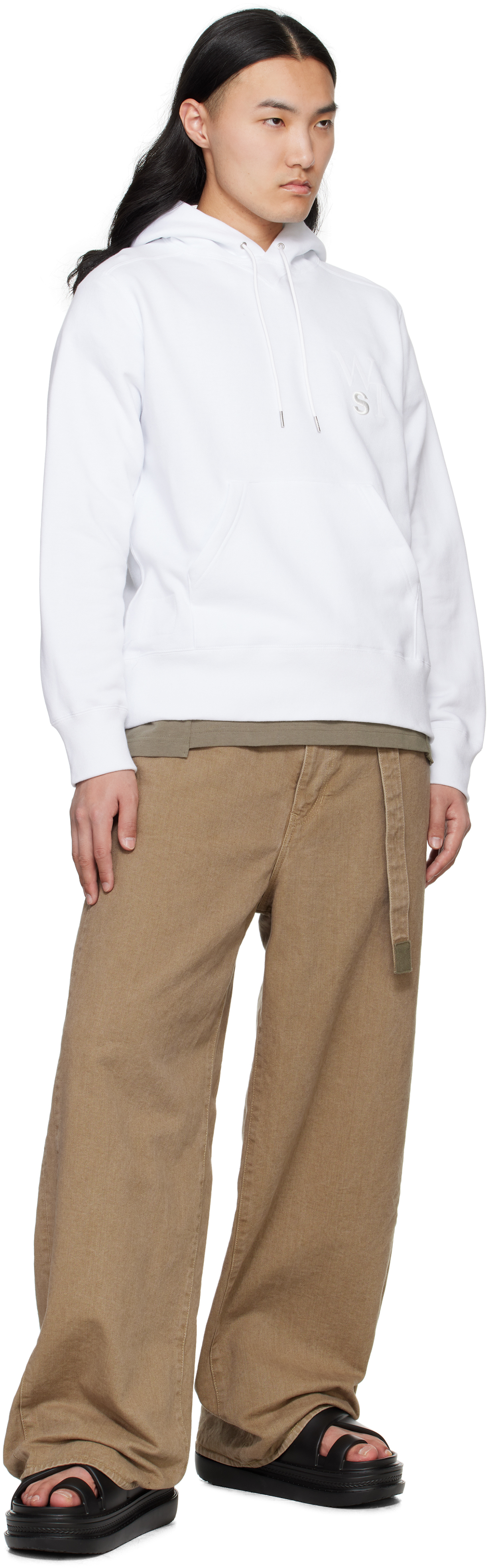 sacai - White WTAPS Edition Flock Print Hoodie sacai - White WTAPS Edition Flock Print Hoodie