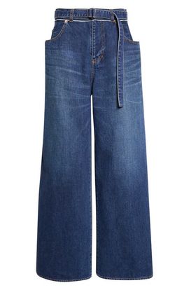Sacai Sacai Wide Leg Self-Belt Jeans