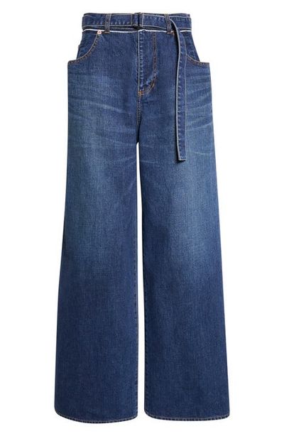 Sacai Sacai Wide Leg Self-Belt Jeans
