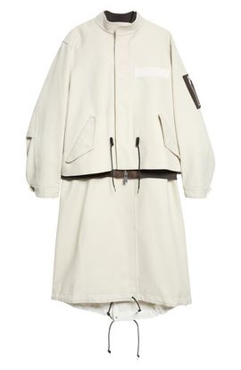 Sacai Sacai Wool Flannel & Nylon Twill Coat