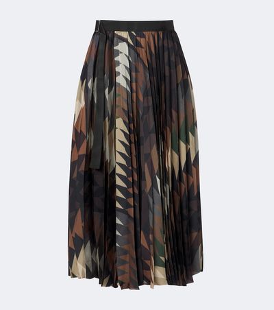Sacai Sacai x A.P.C. plissé printed maxi skirt