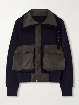 SACAI Sponge Sweat shell-trimmed cotton-blend and wool jacket