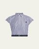 SACAI Striped Cotton Poplin Crop Button-Down Shirt - 1