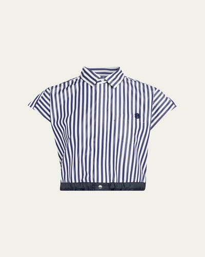 SACAI Striped Cotton Poplin Crop Button-Down Shirt
