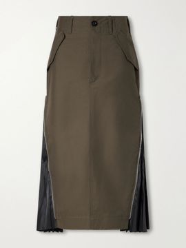 SACAI Weather cotton-twill midi skirt