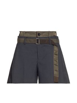 Sacai Women's Belted Hybrid Design Twill Shorts