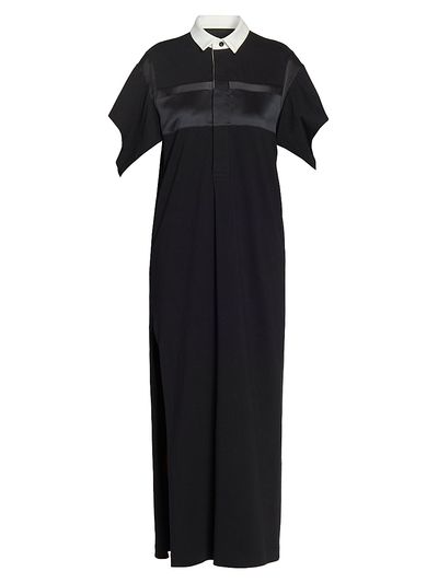 sacai Women's Mixed-Media Collared Maxi Dress