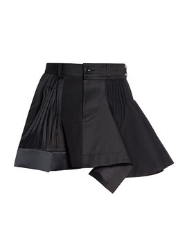 Sacai Women's Mixed-Media Pleated Miniskirt