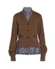 Sacai Women's Spliced Mixed-Media Poplin & Knit Cardigan - 7