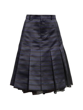 Sacai Women's Striped Pleated A-Line Knee-Length Skirt