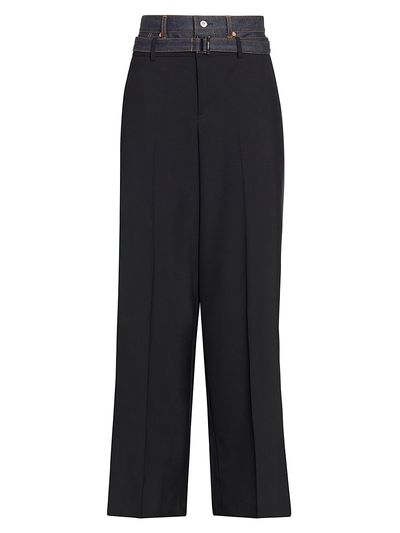 Sacai Women's Suiting-Denim Wide-Leg Pants