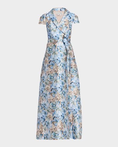 Sachin & Babi Etienne Floral-Print Mikado Wrap Gown