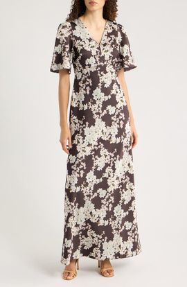 Sachin & Babi Sachin & Babi Mae Floral Print Puff Sleeve Gown