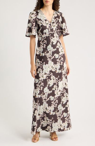 Sachin & Babi Sachin & Babi Mae Floral Print Puff Sleeve Gown