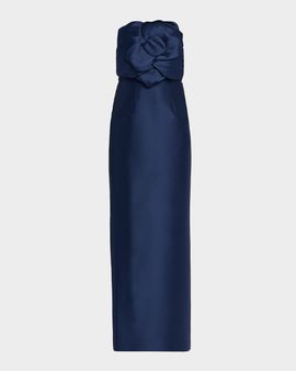 Sachin & Babi Sara Strapless Floral Applique Mikado Gown