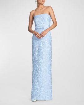Sachin & Babi Strapless Floral Jacquard Column Gown